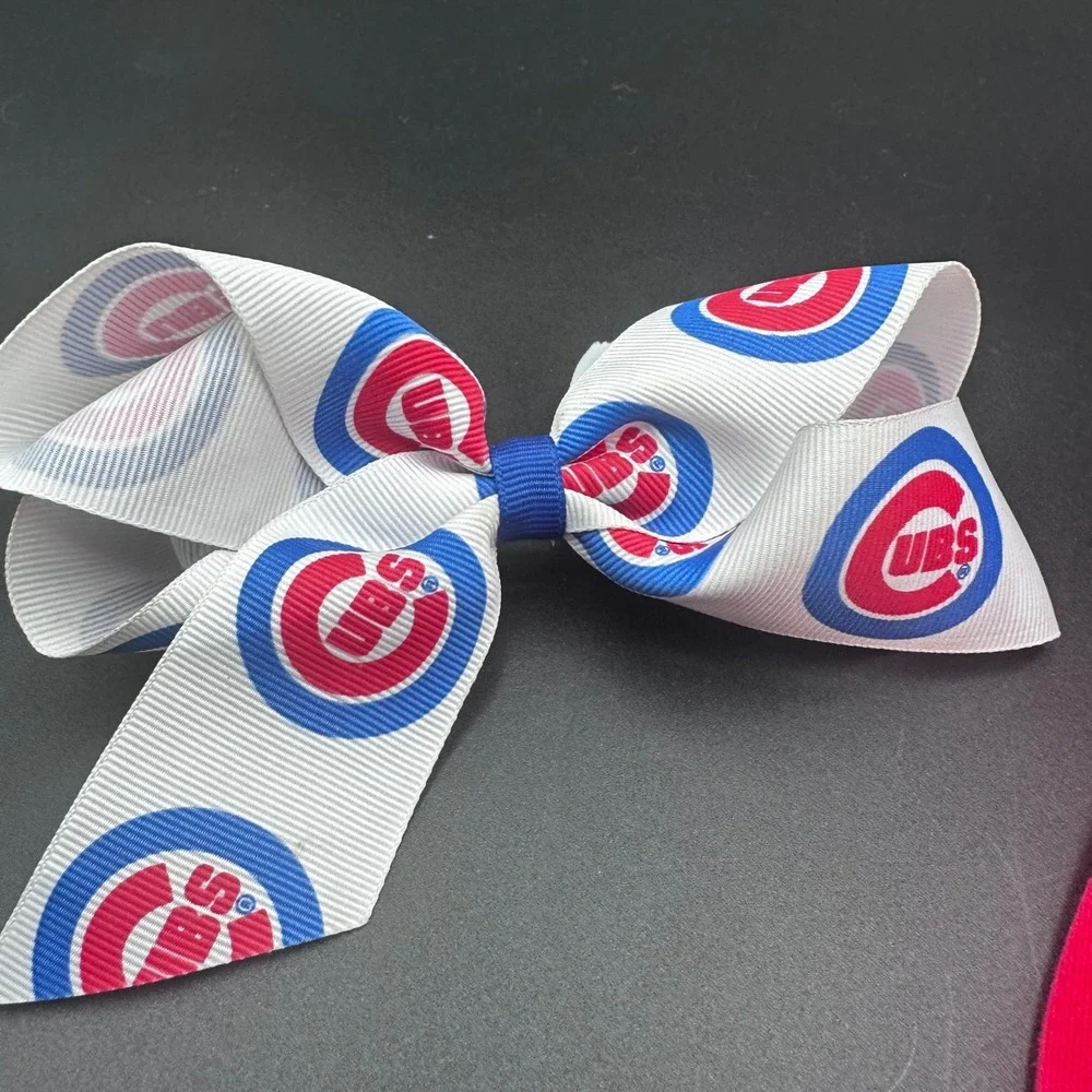 Chicago Cubs Hat Cap & Hair Bow Set Youth Baseball Fan Red‎ White